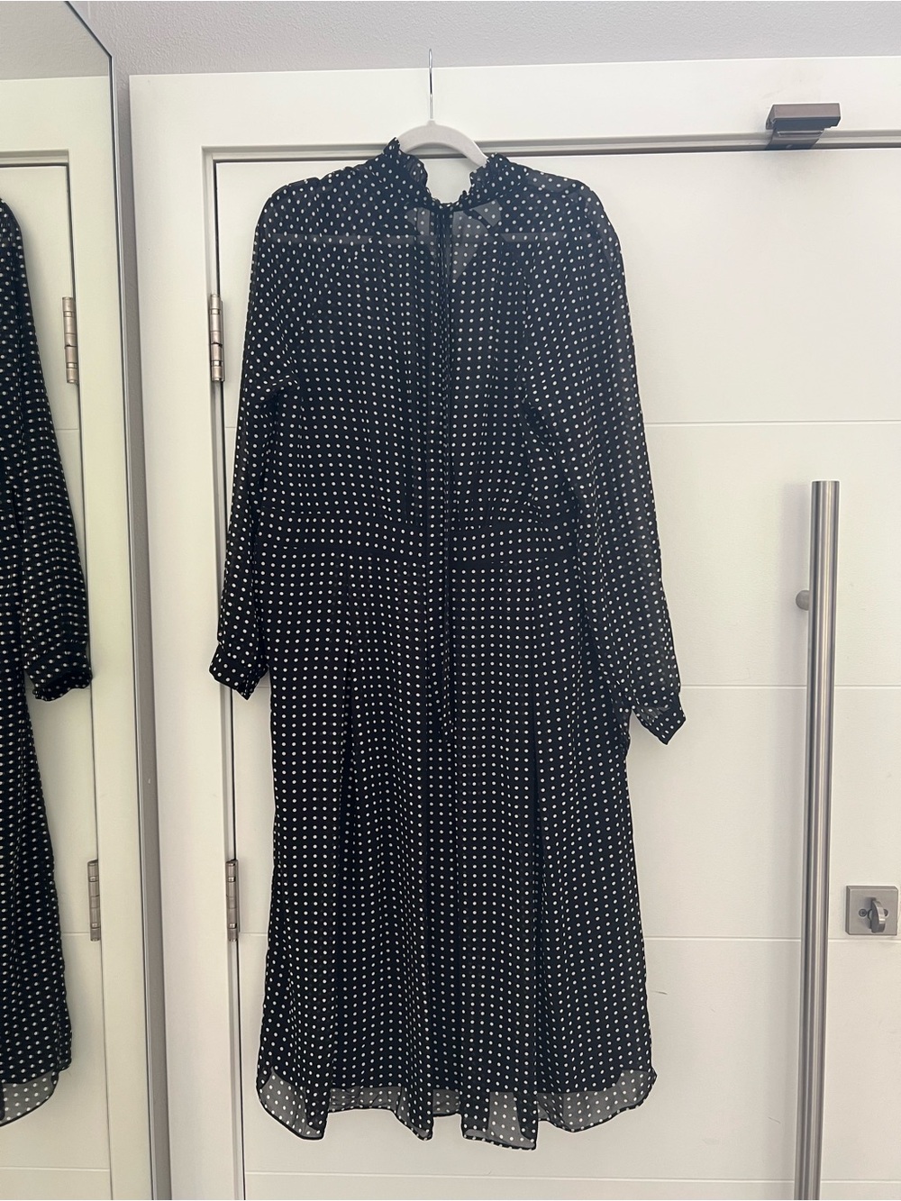 Ann Klein Polka Dot Long Sleeve Midi Dress - Black/White size 16 - Picture 12 of 12